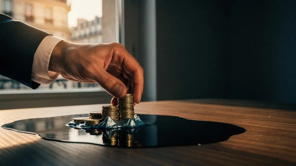 Illustration symbolique d'un investisseur français examinant les couches cachées des frais d'un placement financier