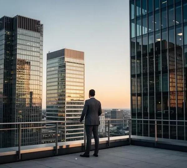 Tours de bureaux modernes symbolisant une holding française consolidant plusieurs filiales selon les normes IFRS