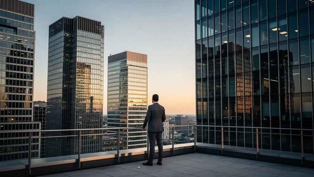Tours de bureaux modernes symbolisant une holding française consolidant plusieurs filiales selon les normes IFRS