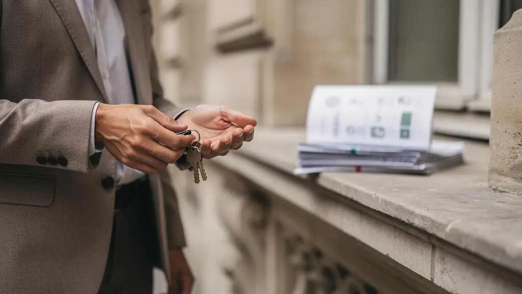 Remise des clés d'un bien immobilier entre deux particuliers en France, symbolisant une transaction sécurisée sans agence