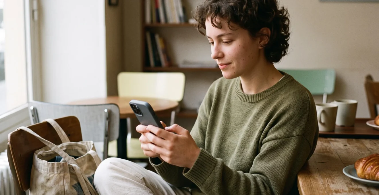 Jeune personne consultant une application bancaire sur son smartphone