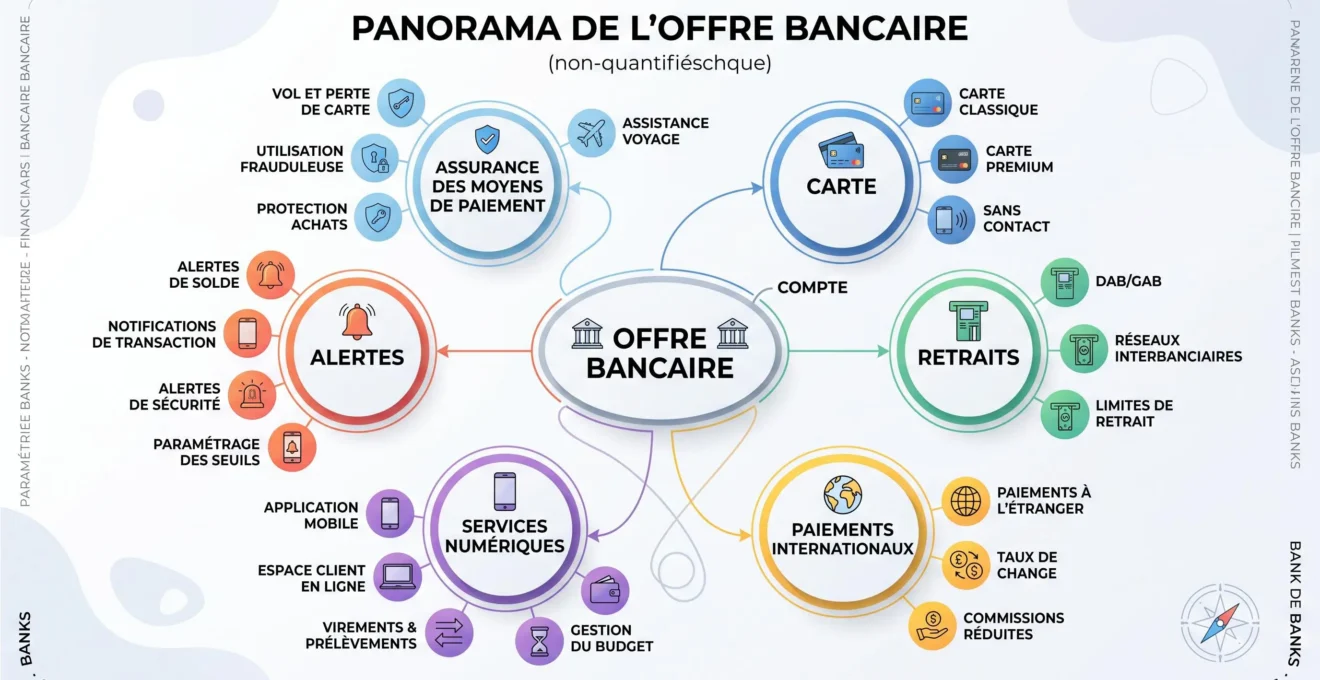 Schéma des éléments à comparer dans une offre bancaire groupée
