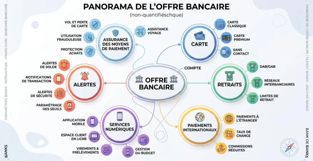 Schéma des éléments à comparer dans une offre bancaire groupée